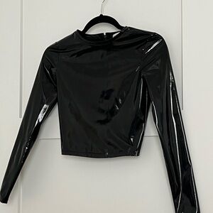 Alice & Olivia: Black Patent Leather Top (Vegan)